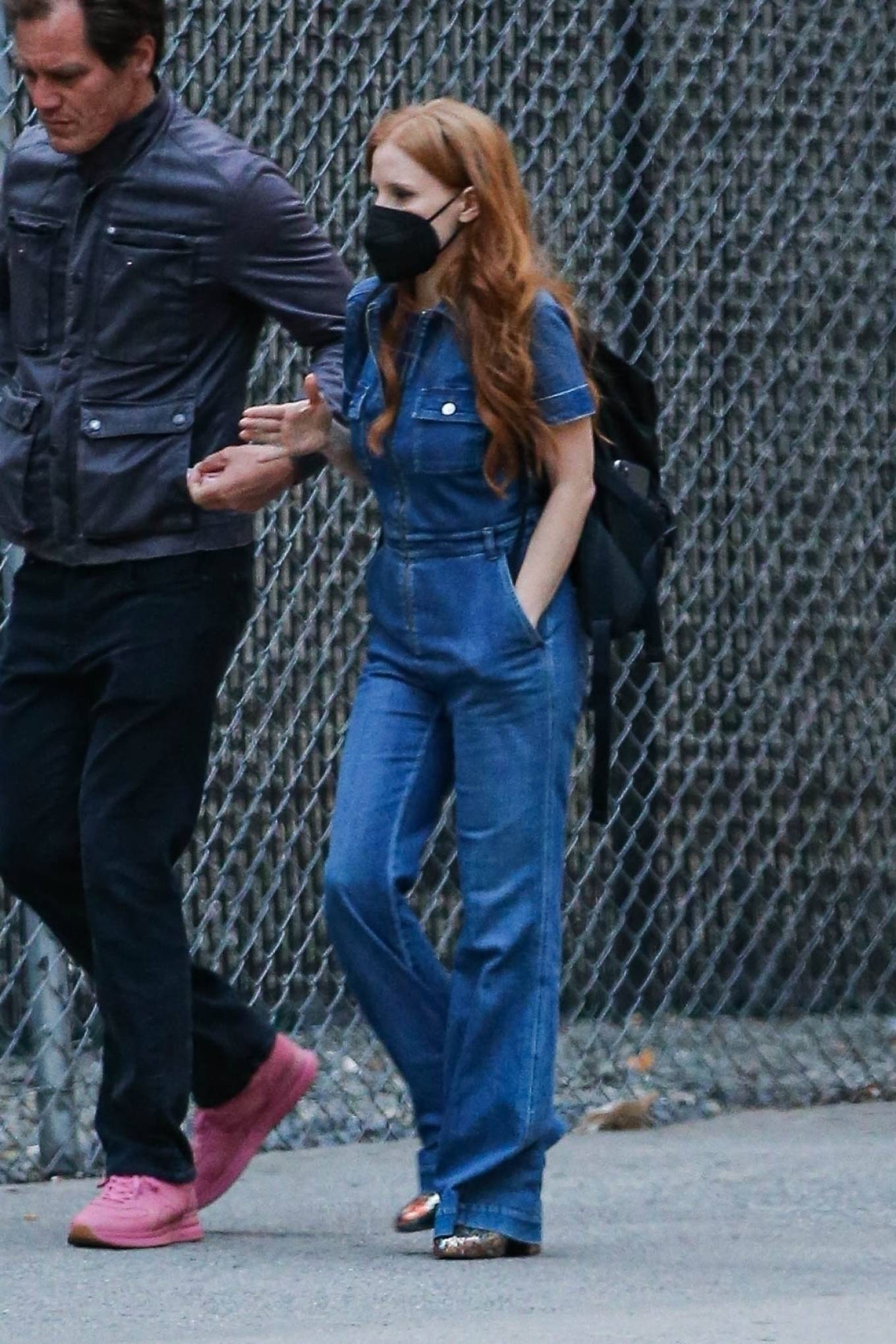 Jessica Chastain 2022 : Jessica Chastain – In a denim jumpsuit with Michael Shannon out in New York-13