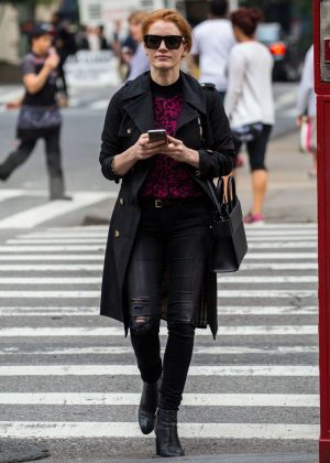 Jessica Chastain in Jeans Out in New York