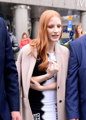 Jessica Chastain - Leaves Good Mornig TVN in Warsaw