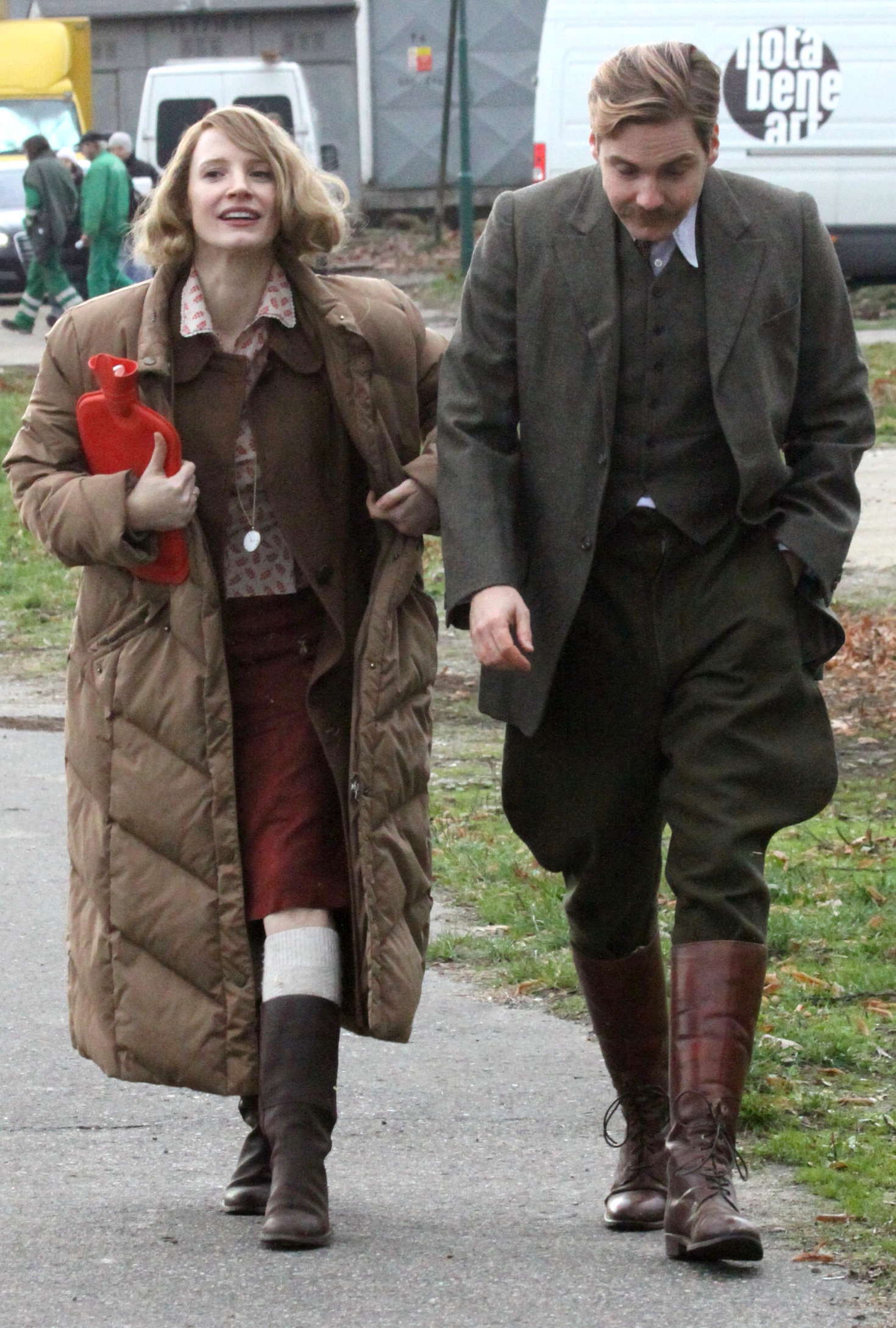 Jessica Chastain on the set of 'The Zookeepers Wife' in Prague
