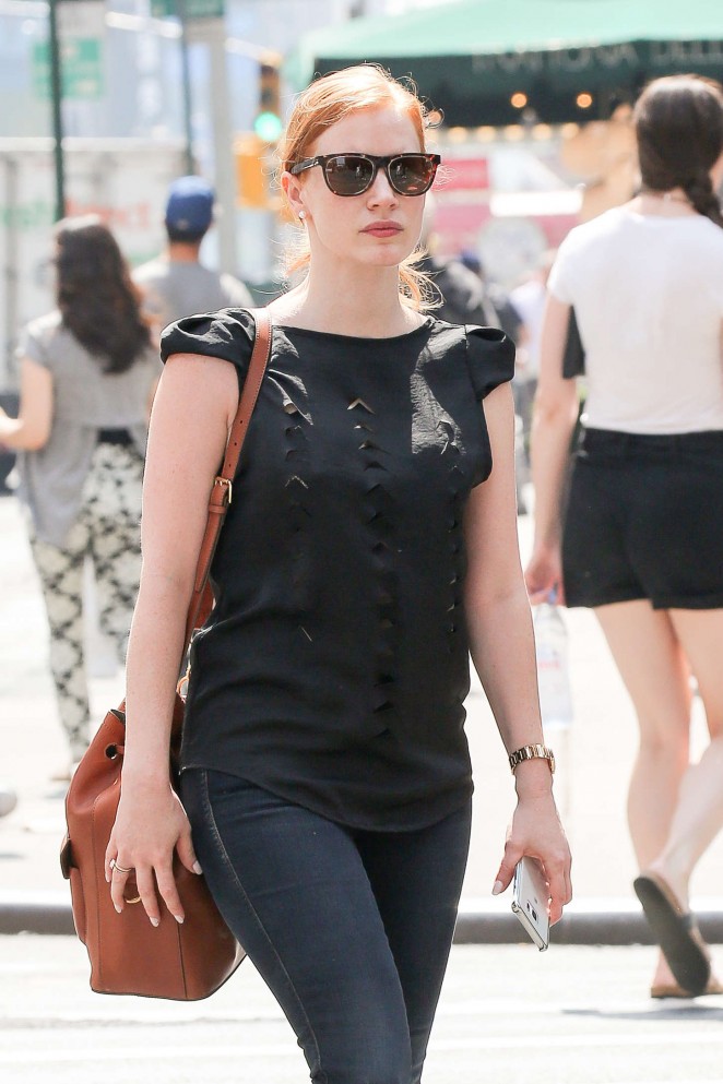 Jessica Chastain in Jeans out in New York City