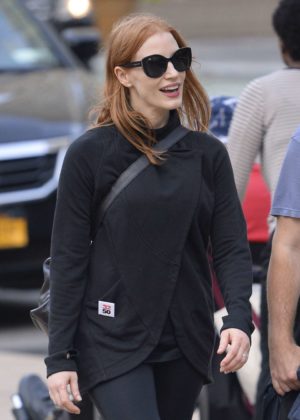 Jessica Chastain out in Lincoln Center in New York City