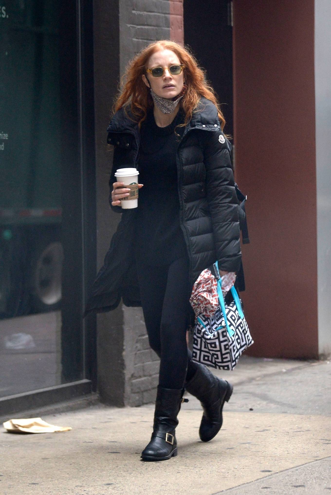 Jessica Chastain - Seen while out on a coffee run in Midtown in New York