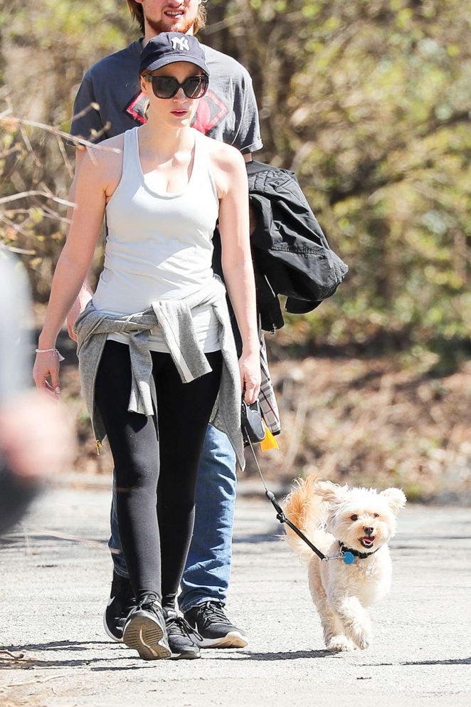 Jessica Chastain walking her dog in Central Park