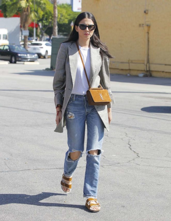 Jessica Gomes in Ripped Jeans Out in Los Angeles
