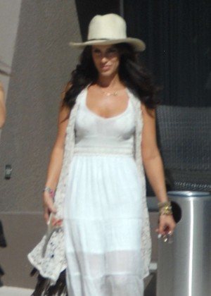 Jessica Lowndes in White Dress Leaving her hotel in California