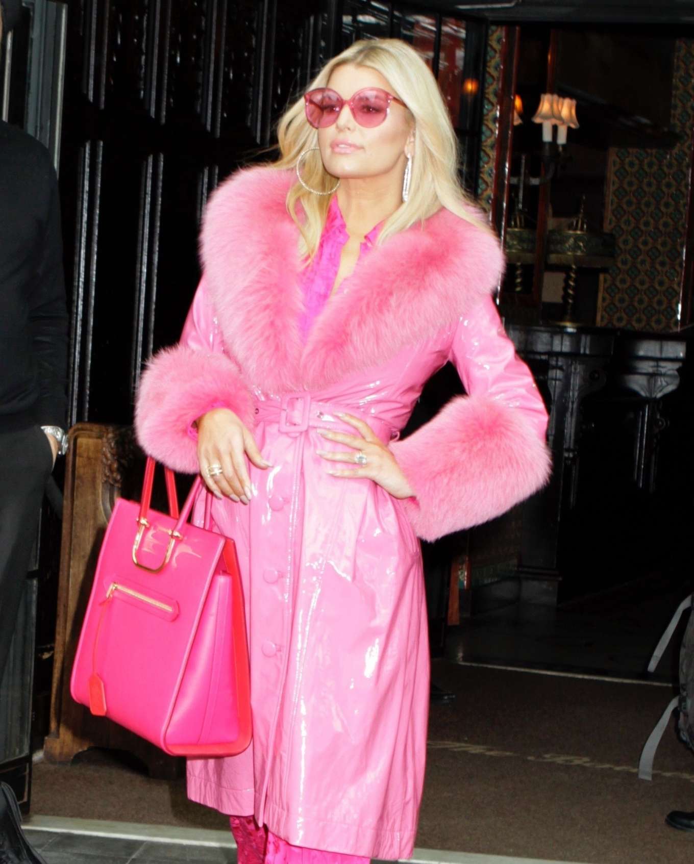 Jessica Simpson in Pink Outfit at BuzzFeed in New York-04 | GotCeleb