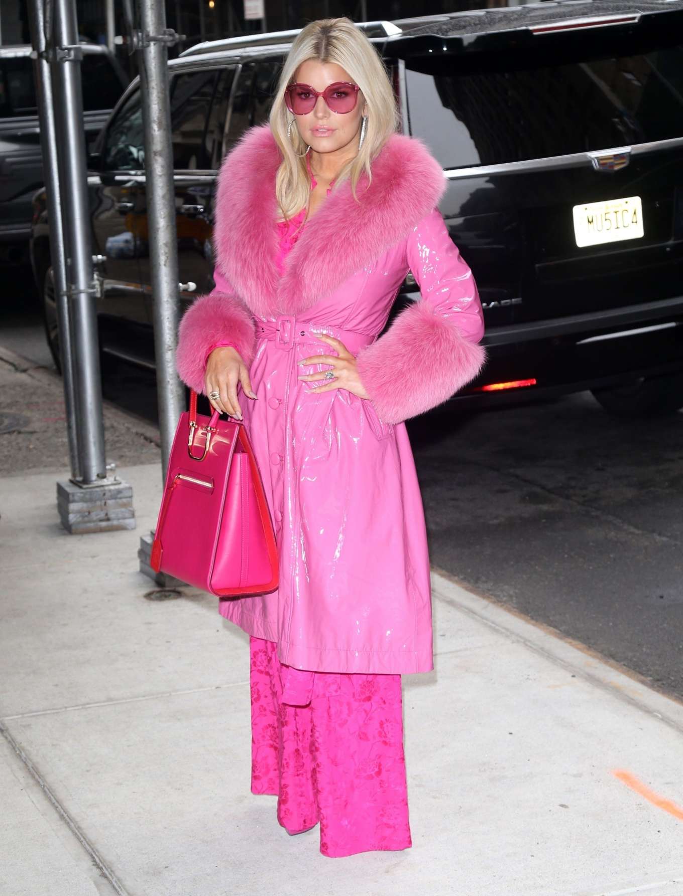 Jessica Simpson in Pink Outfit at BuzzFeed in New York