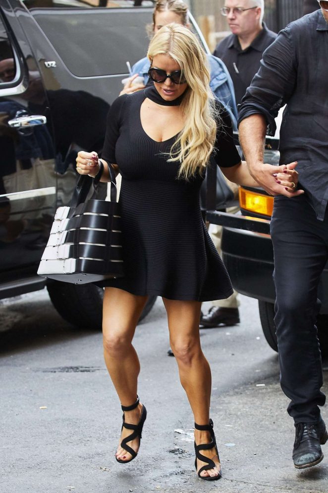 Jessica Simpson in Short Black Dress out in New York City