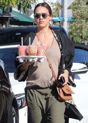 Jessics Alba - Seen Leaving Urth Caffe in West Hollywood