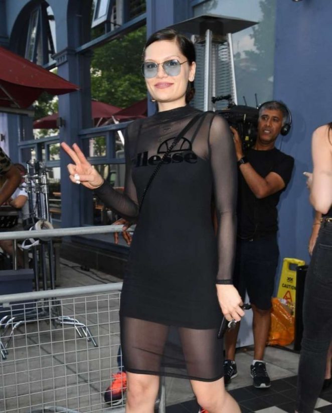 Jessie J in Black Dress at Sarm Studios in London