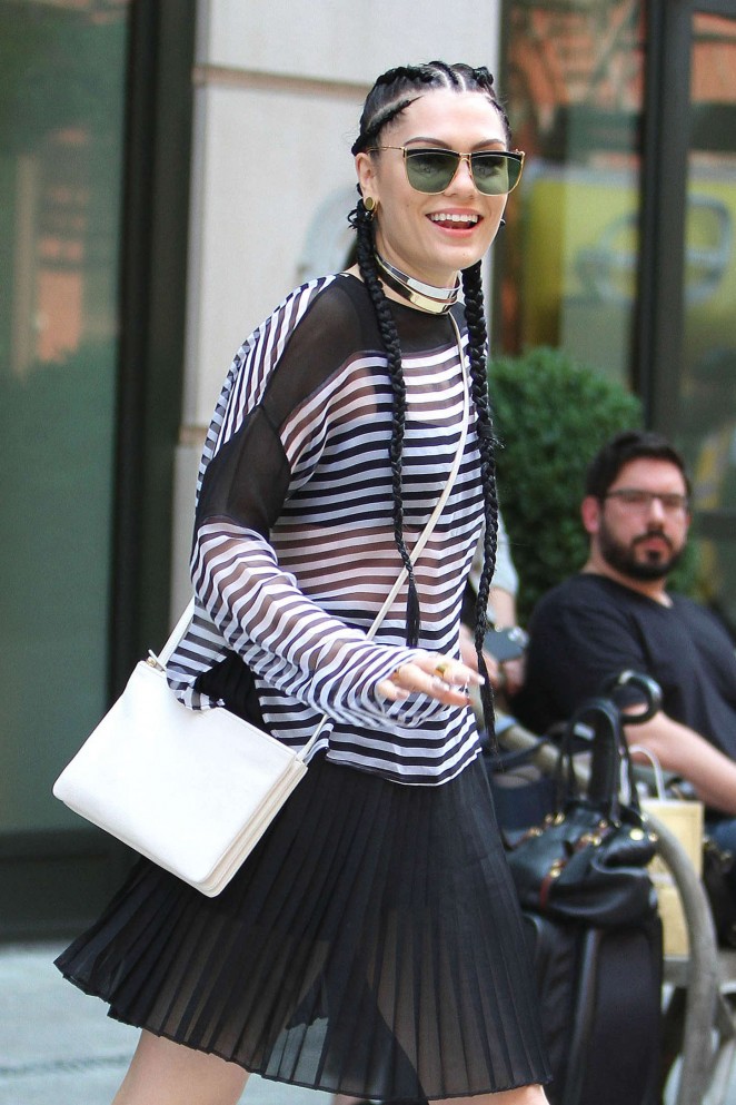 Jessie J in Black Skirt Out in NYC