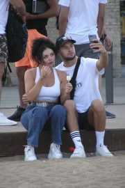 Jesy Nelson with her boyfriend in Barcelona
