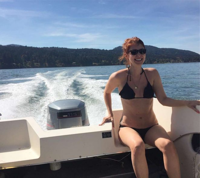 Jewel Staite in Black Bikini - Instagram