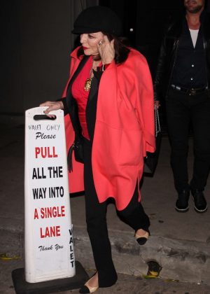 Joan Collins in Red Jacket - Leaves Craig's restaurant in West Hollywood