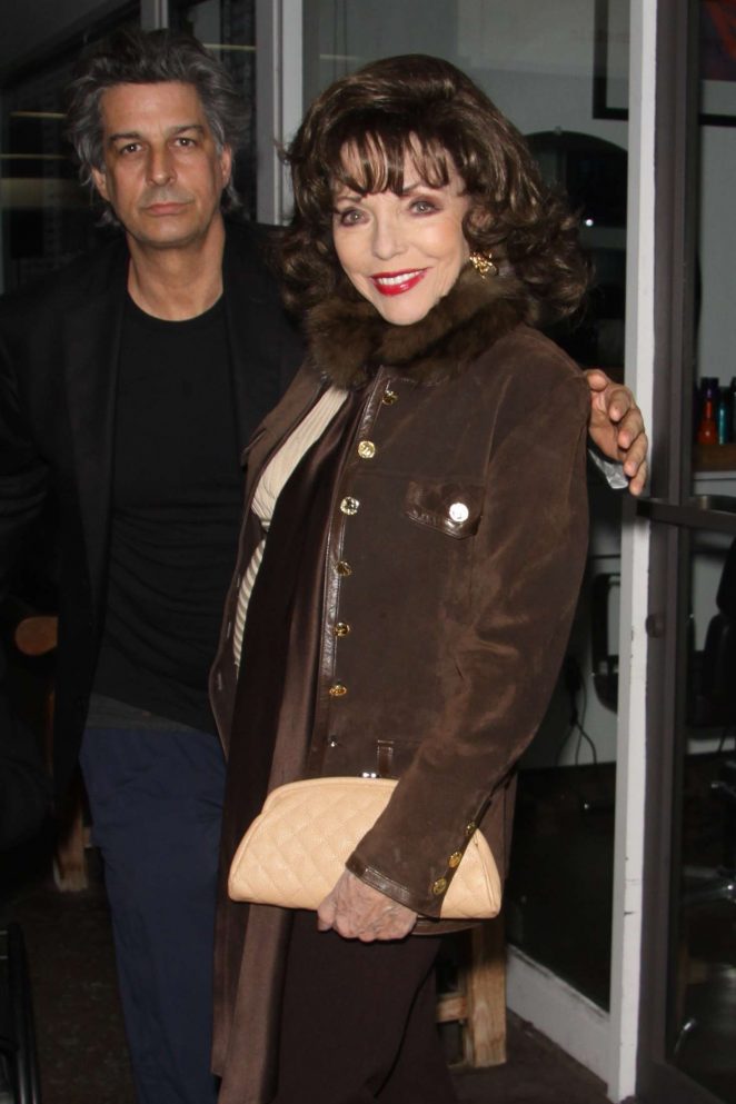Joan Collins - Leaving a restaurant in Los Angeles