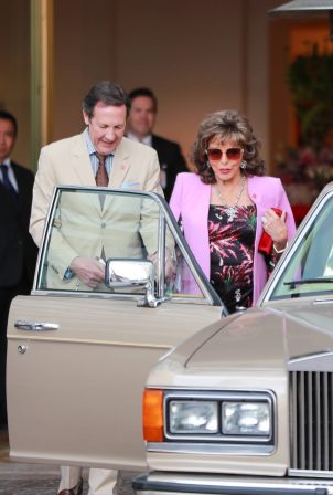Joan Collins - Leaving the Maybourne Hotel in Beverly Hills