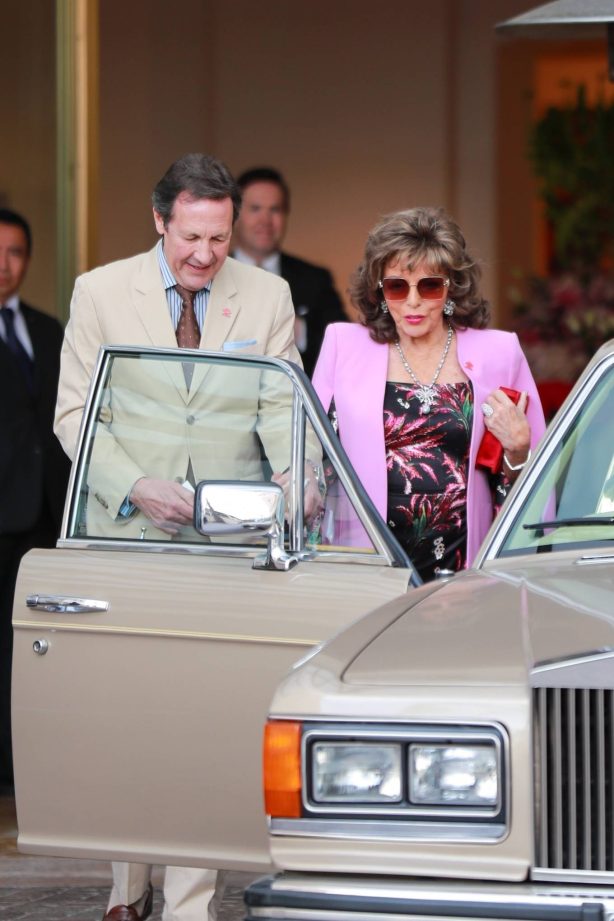 Joan Collins - Leaving the Maybourne Hotel in Beverly Hills