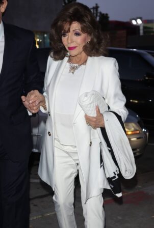 Joan Collins - Seen in an all white ensemble at Craig’s for dinner in West Hollywood