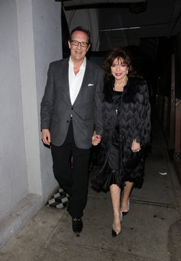 Joan Collins - With Percy Gibson on a date night at Craig's in West Hollywood