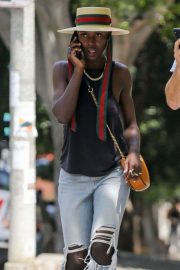 Jodie Turner-Smith in Ripped Jeans - Out in Los Angeles