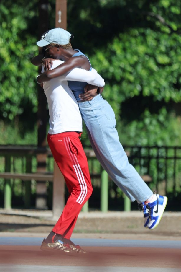 Jodie Turner Smith - With her daughter and brother at the park in Los Angeles