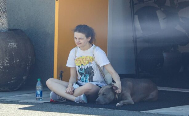 Joey King - Seen with her personal trainer's dog after a gym session in Santa Monica