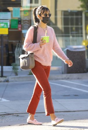 Jordana Brewster - In a pink sweater out in L.A.