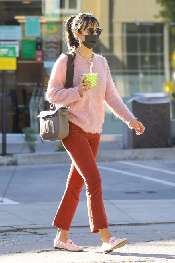 Jordana Brewster - In a pink sweater out in L.A.