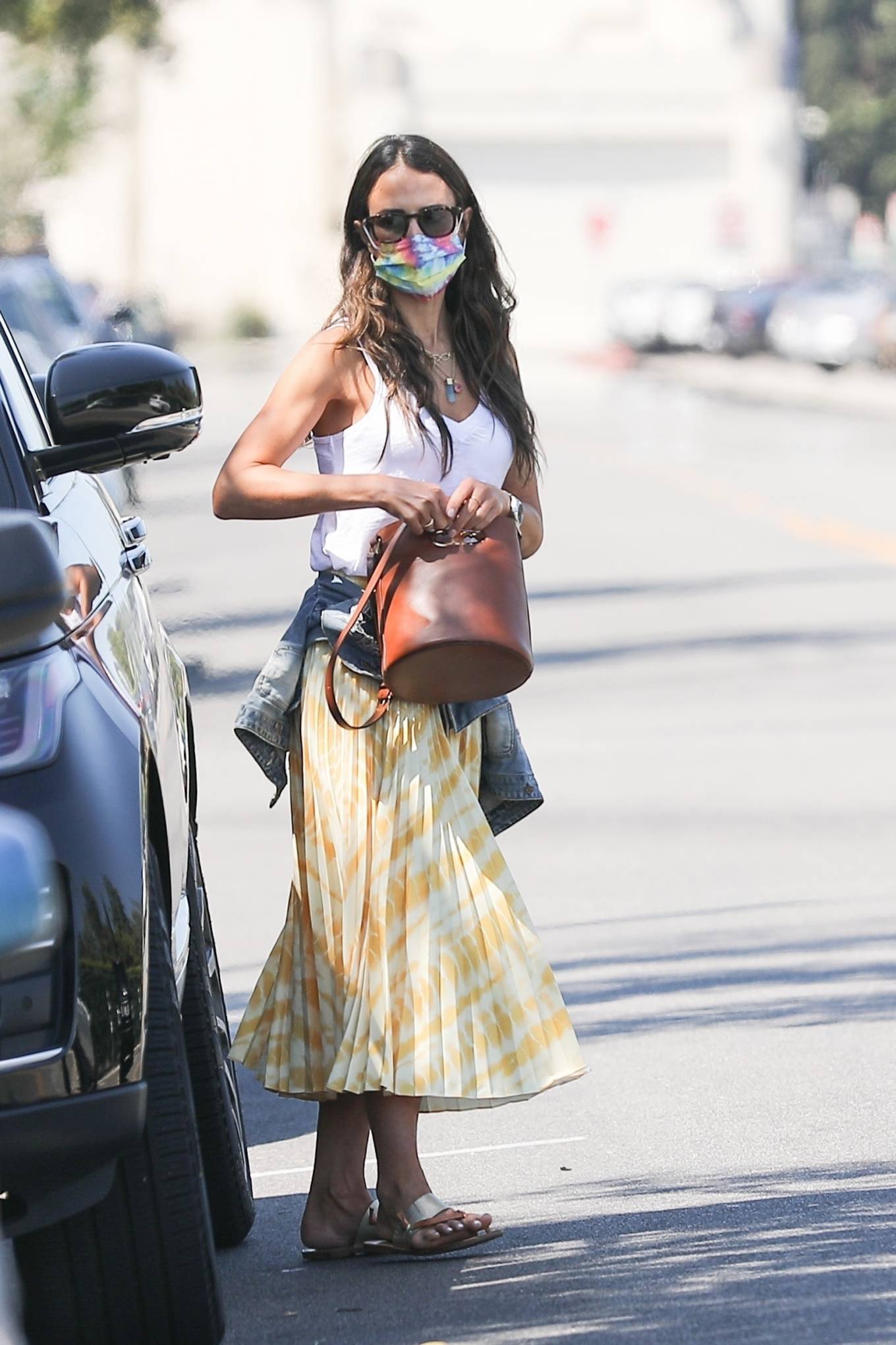 Jordana Brewster - In a yellow maxi skirt in Beverly Hills