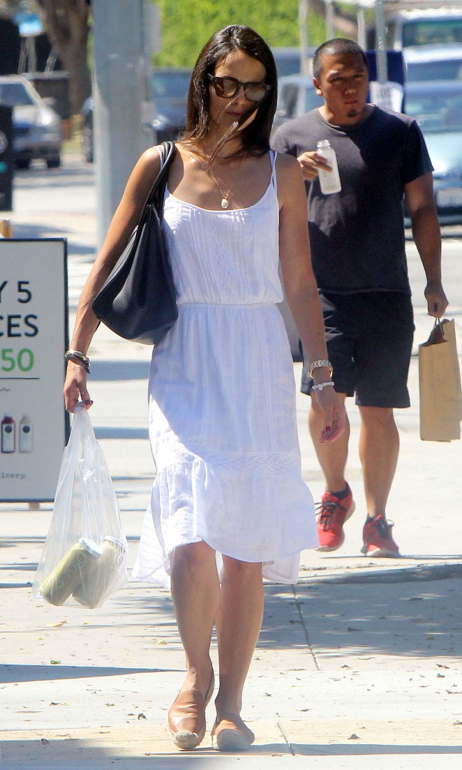 Jordana Brewster in White Dress Out in LA