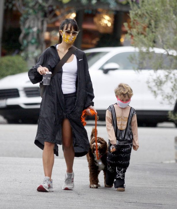 Jordana Brewster - Seen with her dog and son in Los Angeles