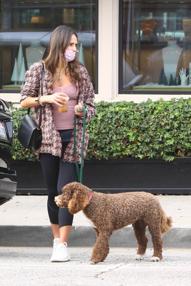 Jordana Brewster - With her dog in Brentwood