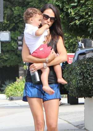 Jordana Brewster with her family out in Brentwood