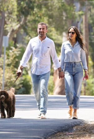 Jordana Brewster - With Mason Morfit hold each other's hands in Santa Barbara