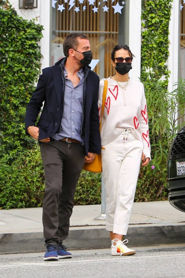 Jordana Brewster - With Mason Morfit in Brentwood at Caffe Luxxe