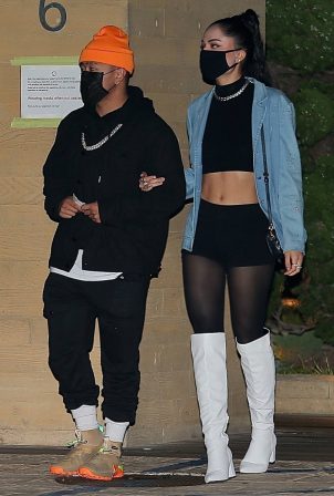 Jordyn Woods - Out for a dinner with boyfriend and family at Nobu in Malibu