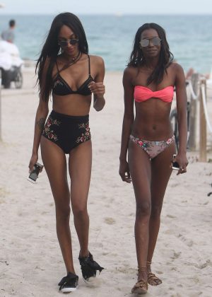 Jourdan Dunn and Sigail Currie in Bikini on Miami Beach