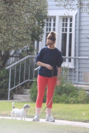 Judy Greer - With her husband Dean E Johnsen walking their dog in Beverly Hills