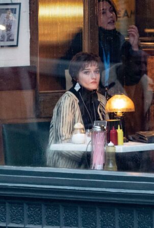 Julia Garner - Filming 'Apartment 7a' in London's East End