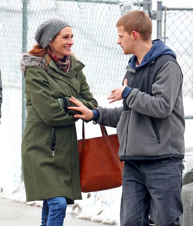Julia Roberts and Lucas Hedges on the set of 'Ben Is Back' in NY