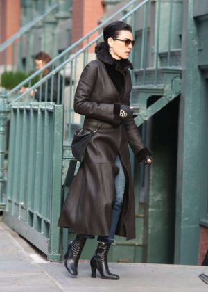 Julianna Margulies in Long Coat Out in New York