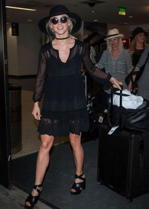 Julianne Hough in Black Mini Dress at LAX Airport in Los Angeles