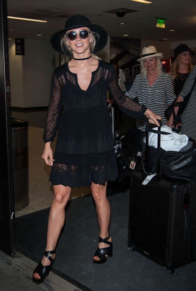Julianne Hough in Black Mini Dress at LAX Airport in Los Angeles