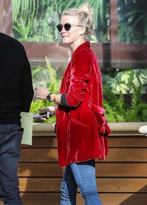 Julianne Hough in Red Coat Out for lunch in Beverly Hills