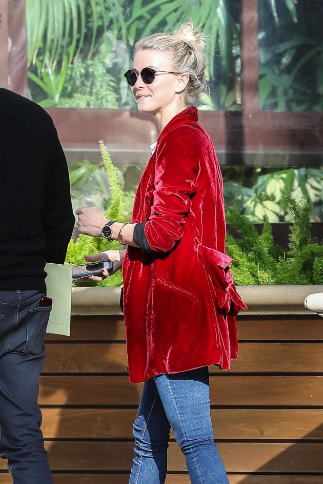 Julianne Hough in Red Coat Out for lunch in Beverly Hills