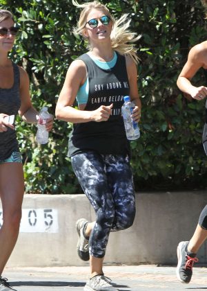 Julianne Hough in Tights Jogging at a Park in Los Angeles