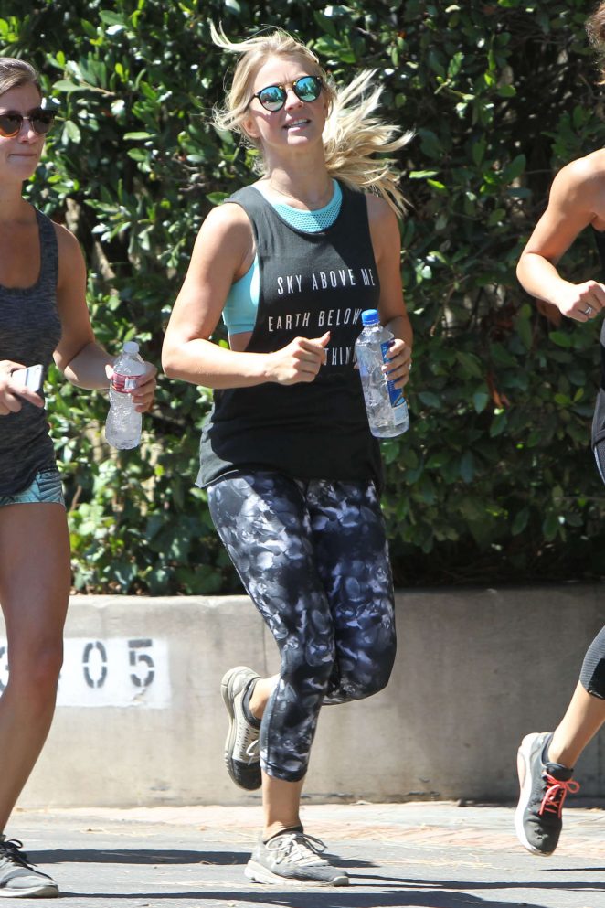 Julianne Hough in Tights Jogging at a Park in Los Angeles