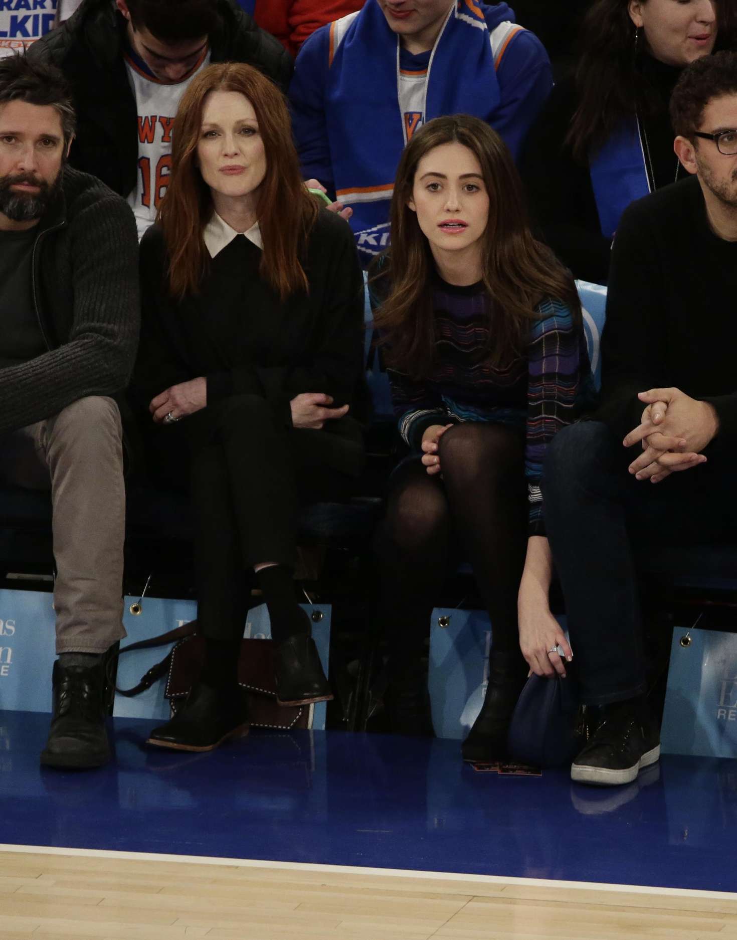 Julianne Moore and Emmy Rossum at the Knicks vs Clippers Game in NYC ...