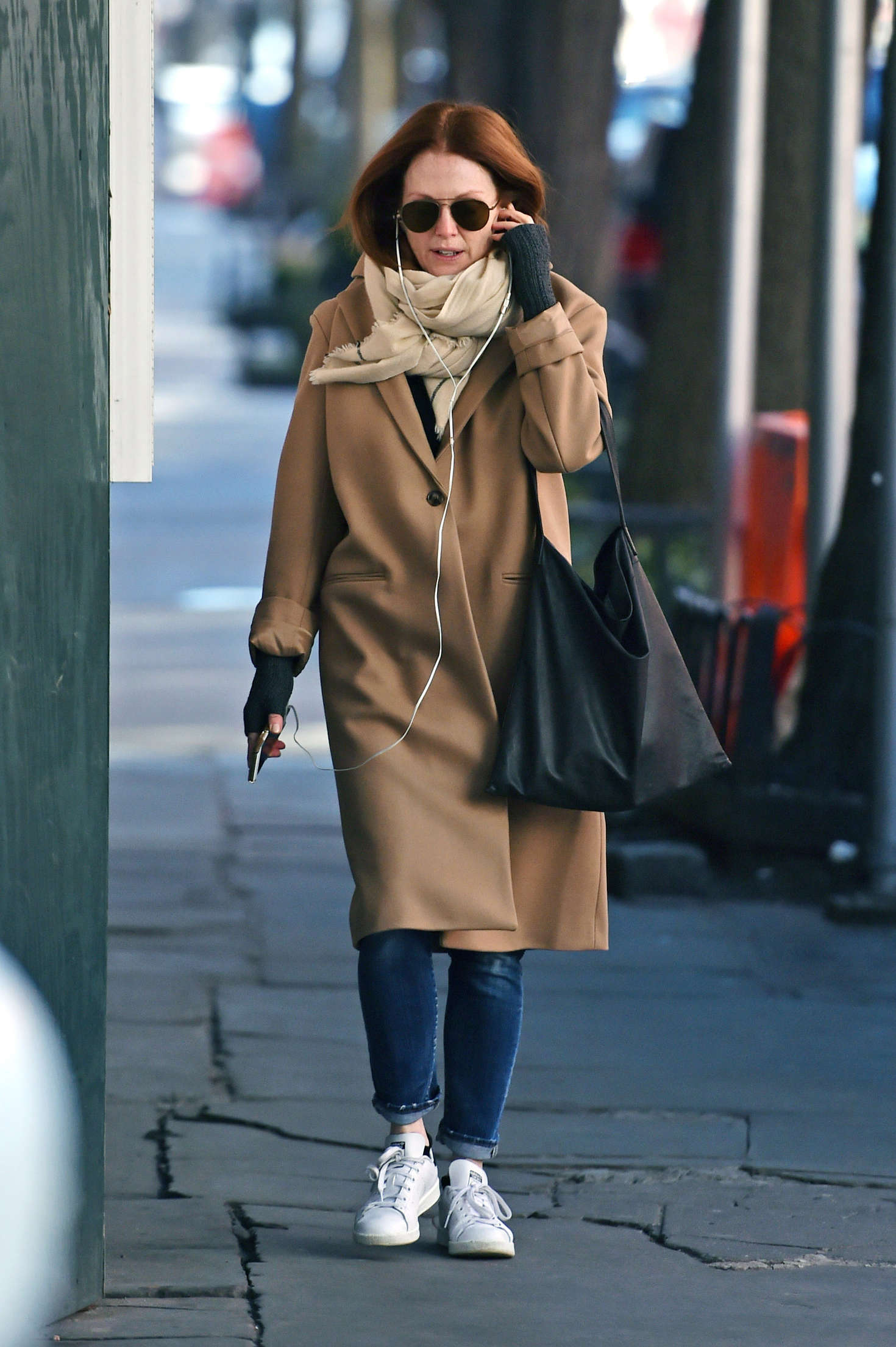 Julianne Moore in Long Coat out in New York